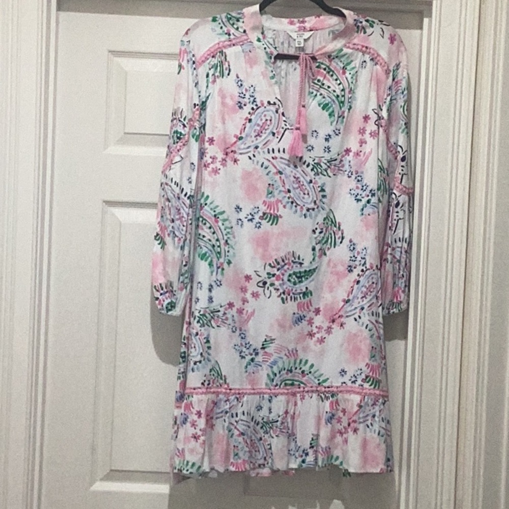 Crown & Ivy Pink and Green Relaxed Tunic Dress